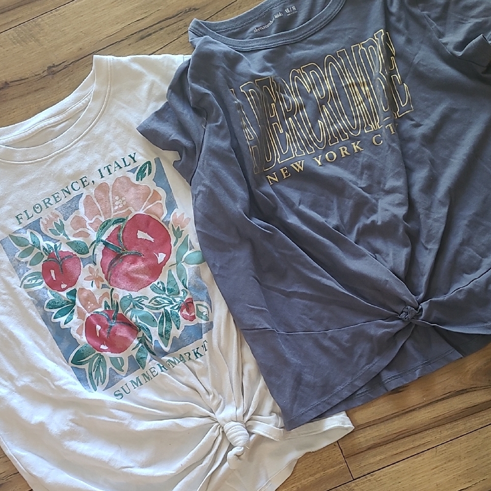 Abercrombie Kids White and Blue Short Sleeve Tees
